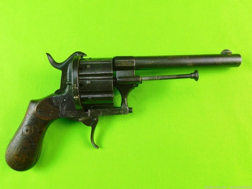 Antique US Civil War French Lefaucheux 10 Shot Pinfire Revolver Pistol Gun-img-0