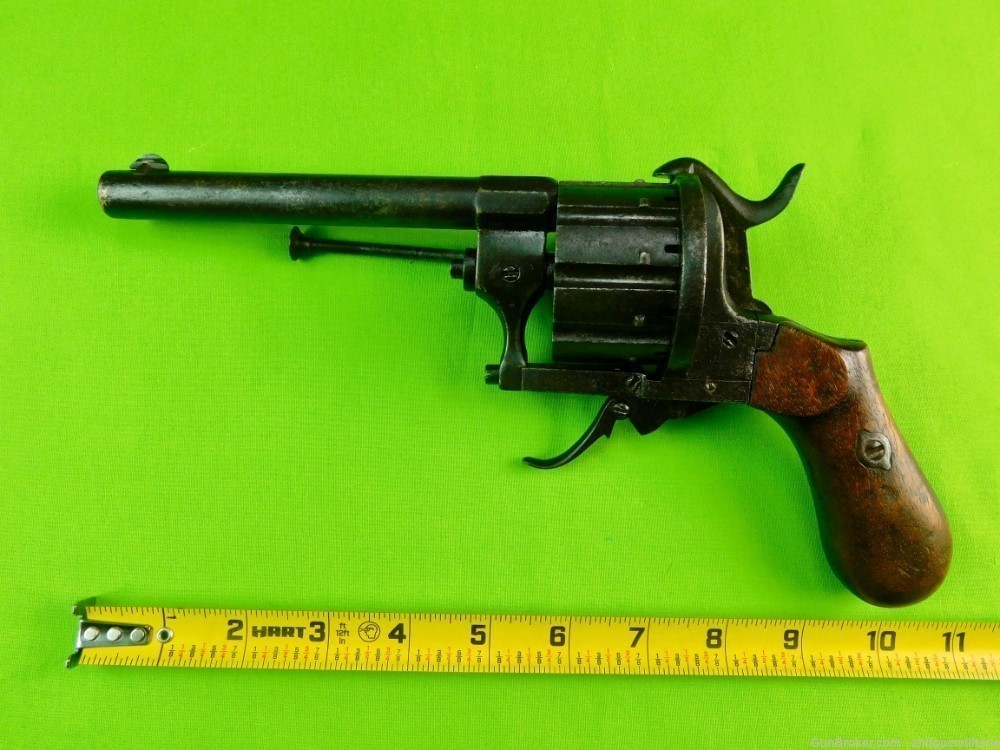 Antique US Civil War French Lefaucheux 10 Shot Pinfire Revolver Pistol Gun-img-20