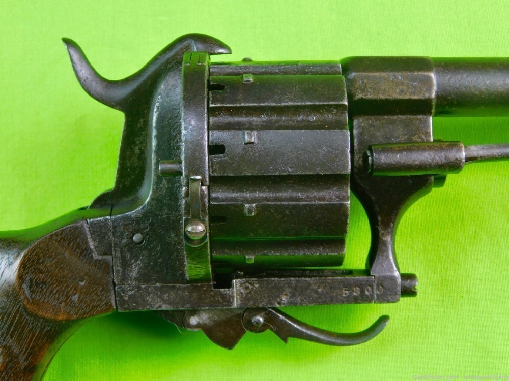 Antique US Civil War French Lefaucheux 10 Shot Pinfire Revolver Pistol Gun-img-12
