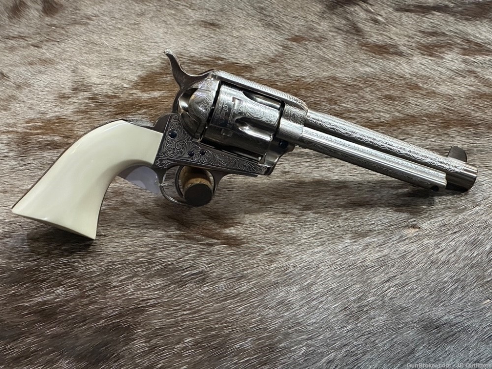 NEW PAIR CONSEC SERIAL NO 1873 CATTLEMAN 45 COLT NICKEL ROOSEVELT IVORY ENG-img-2