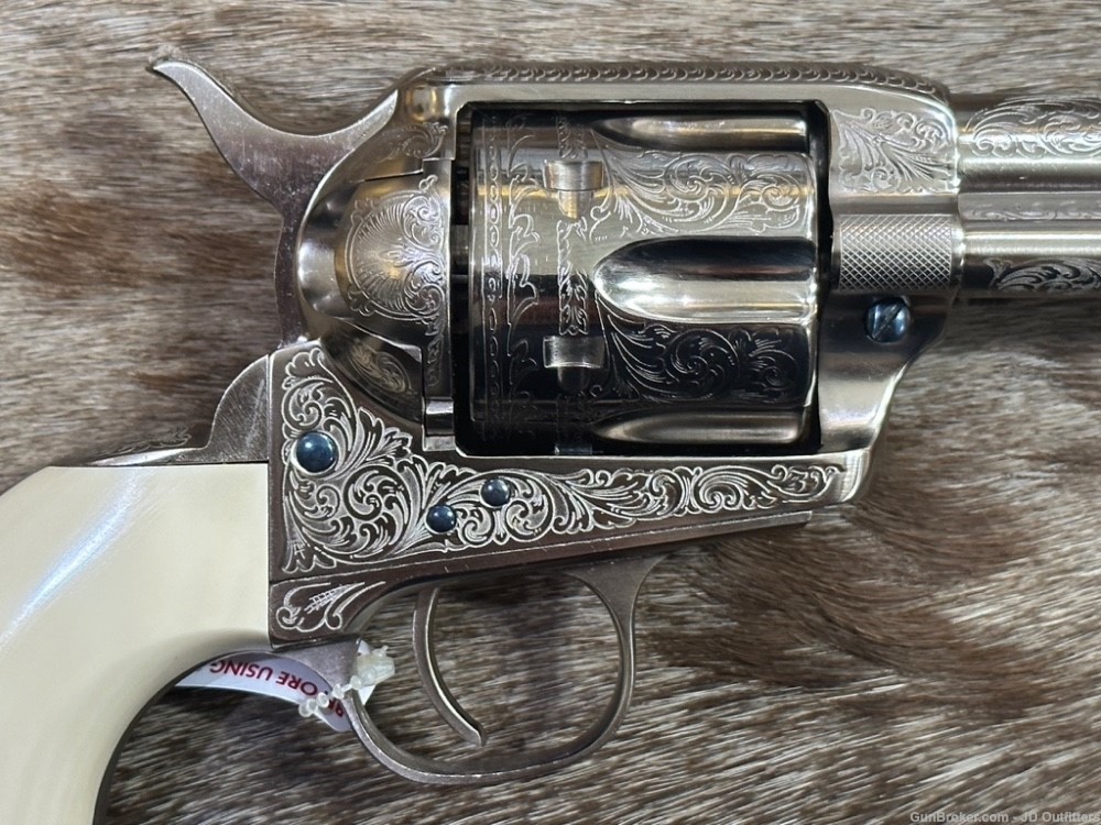 NEW PAIR CONSEC SERIAL NO 1873 CATTLEMAN 45 COLT NICKEL ROOSEVELT IVORY ENG-img-4