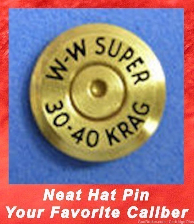 Winchester W-W SUPER  30-40 KRAG  Cartridge Hat Pin  Tie Tac  Ammo Bullet-img-0