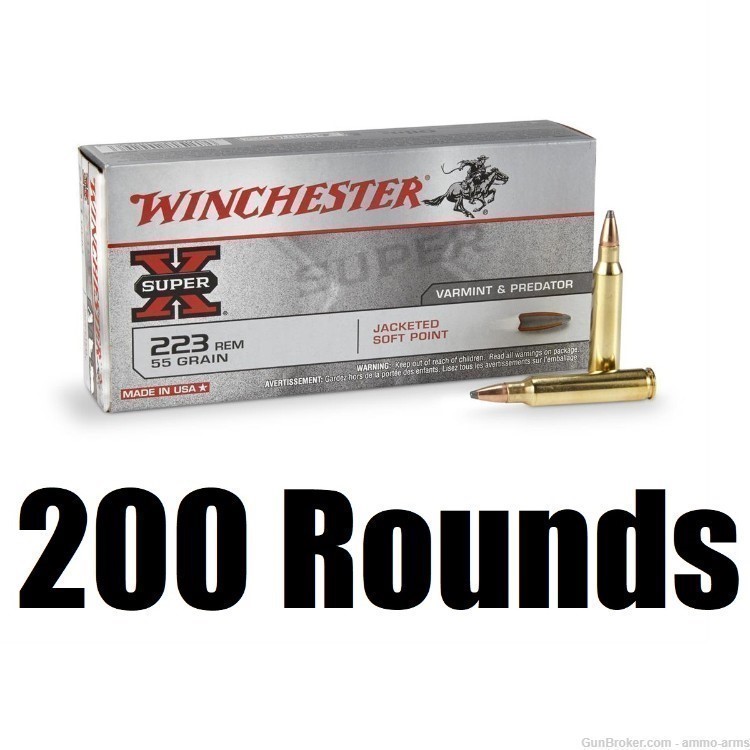 Winchester Super X .223 Remington 55 Grain PSP 200 Rounds - X223R -img-1