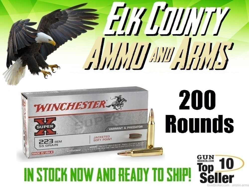 Winchester Super X .223 Remington 55 Grain PSP 200 Rounds - X223R -img-0
