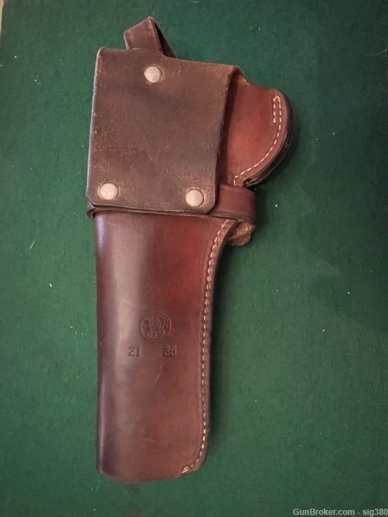VINTAGE S&W 21 36 LARGE REVOLVER LEATHER HOLSTER-img-1