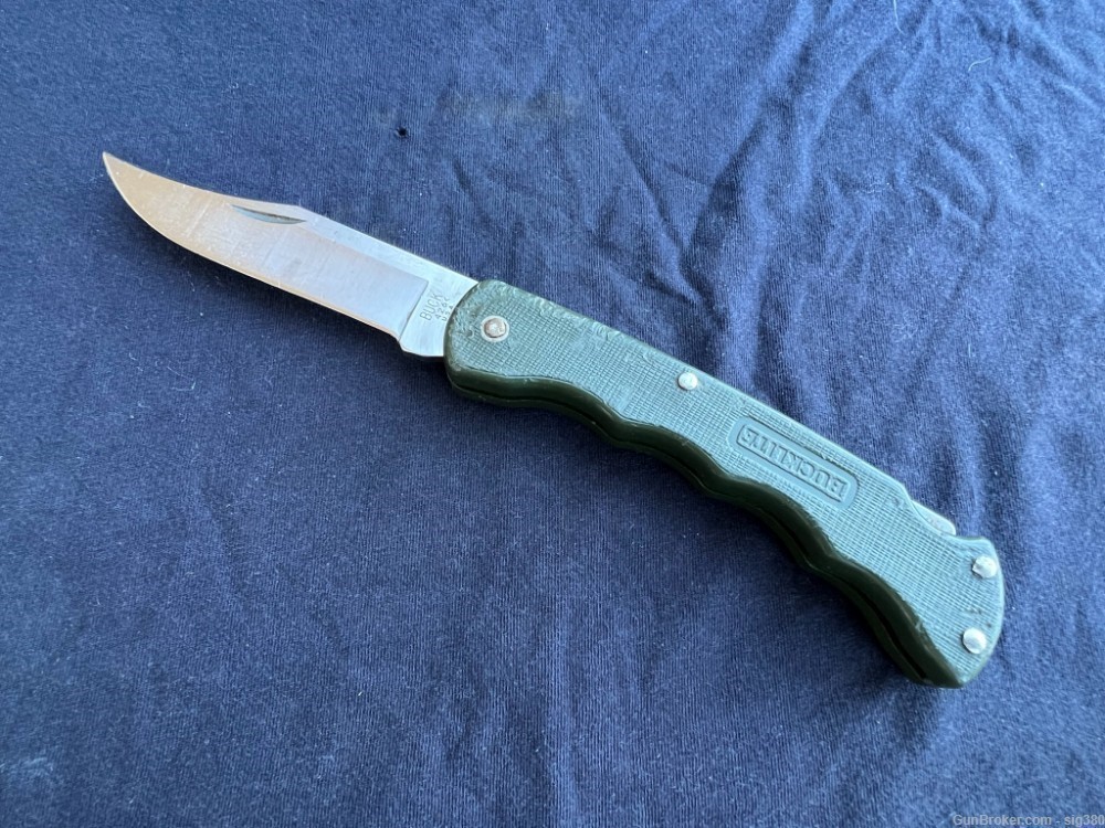 VINTAGE 1986 BUCK 426 BUCKLITE GREEN LOCK BLADE FOLDING KNIFE-img-0