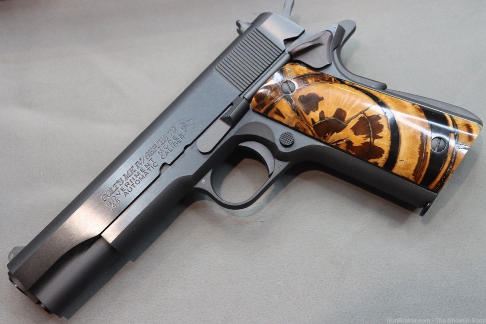 Colt Model 1911 Pistol 45ACP High Grade Mammoth Ivory Grips 5" Blued 45 ACP-img-32