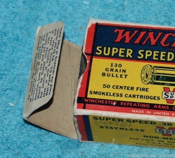 Vintage Partial Box of Winchester Super Speed 38 Automatic Colt 48 Rounds-img-6