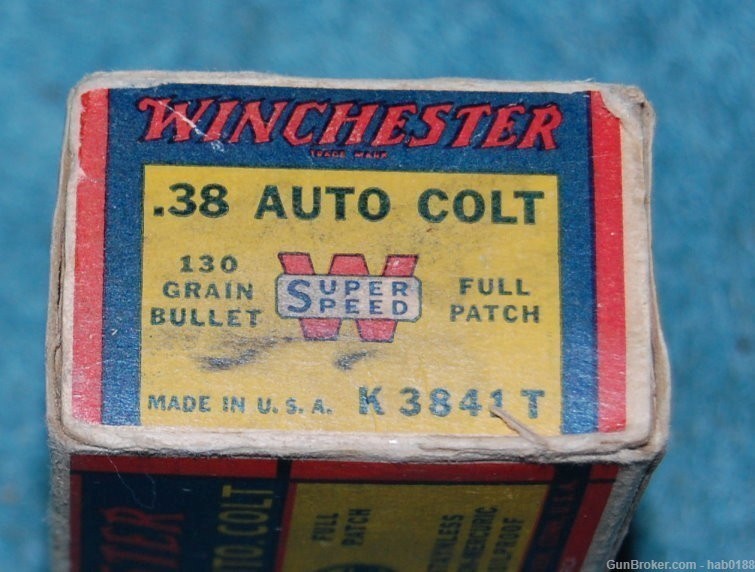 Vintage Partial Box of Winchester Super Speed 38 Automatic Colt 48 Rounds-img-1