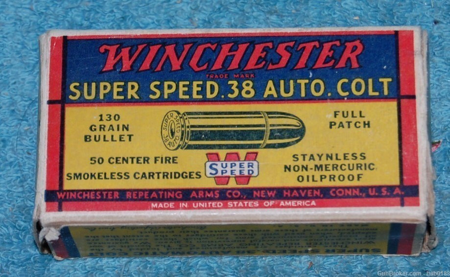Vintage Partial Box of Winchester Super Speed 38 Automatic Colt 48 Rounds-img-3
