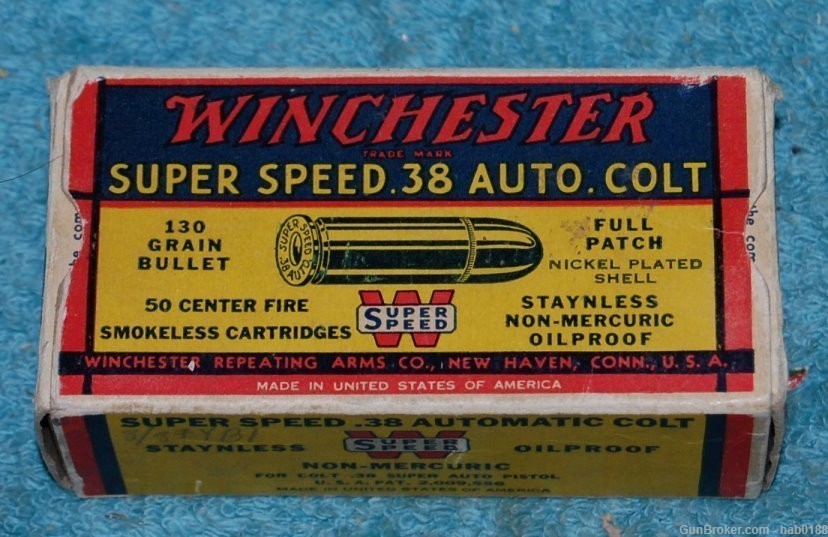 Vintage Partial Box of Winchester Super Speed 38 Automatic Colt 48 Rounds-img-0