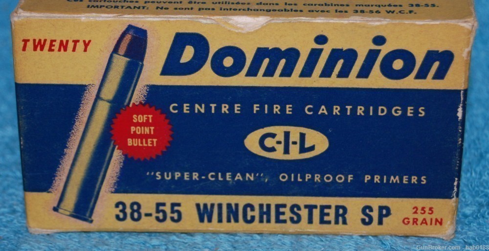 Vintage Full Box of CIL Dominion 38-55 Winchester w/ 255 gr SP-img-0