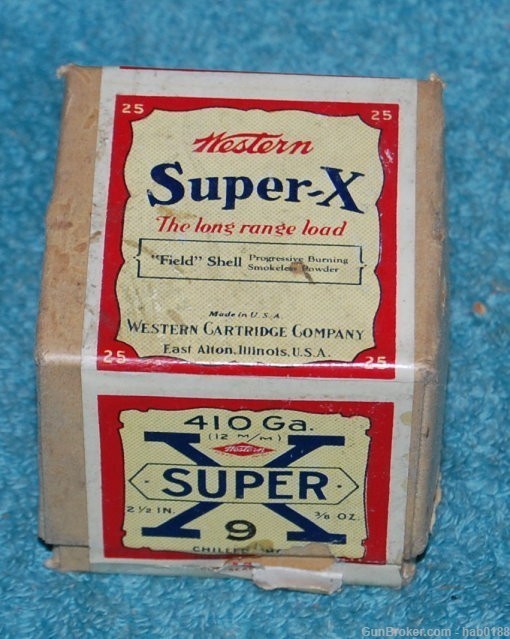 Vintage 1/2 Sealed Box of Western Super-X 410 Shotgun Shells 2 1/2"-img-0