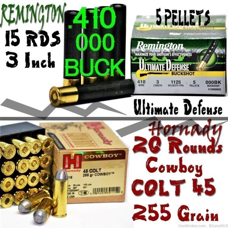 45 LC/410 JuDgE cOmBo Remington 3" U Defense 410 Buck & Hornady 45 LC COMBO-img-0