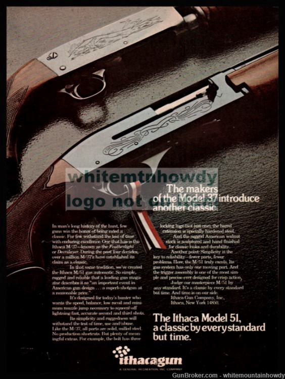 1972 ITHACA Model 51 Gas Automatic Shotgun AD shown with Model 37-img-0