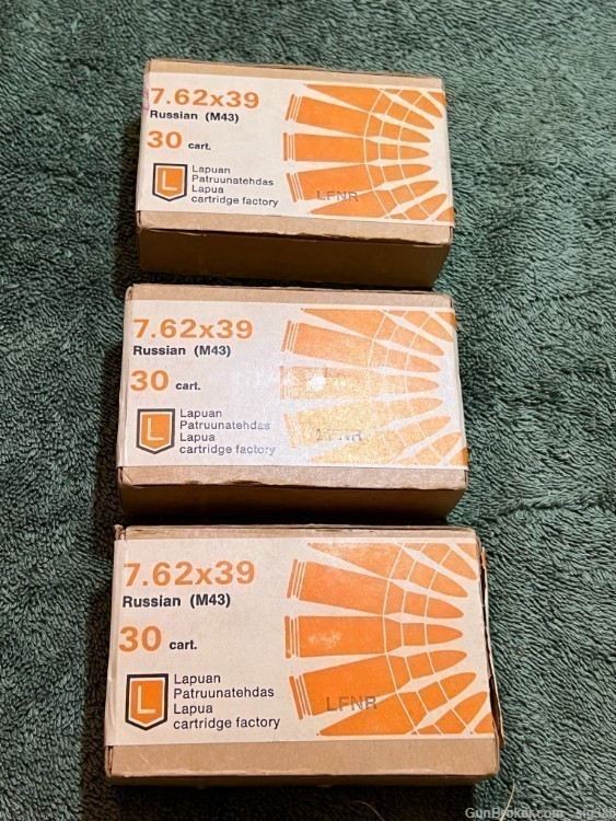 VINTAGE LAPUAN 7.62X39 3 BOXES OF 30 / 90RDS-img-0