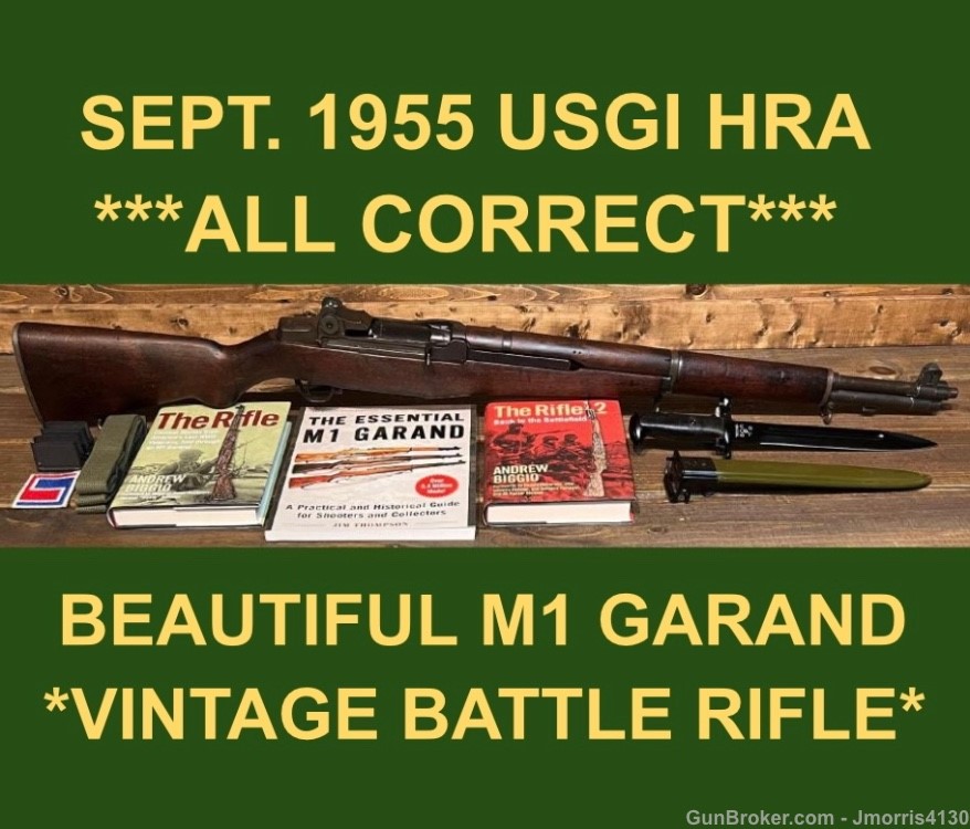M1 GARAND GORGEOUS HRA 1955 ALL CORRECT COLLECTOR GARAND RIFLE EXTRAS -img-0