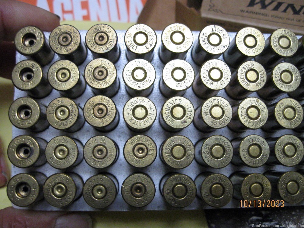 Winchester 45 Long Colt Cowboy Action Ammo 33 rnds & Once Fired Brass-img-2