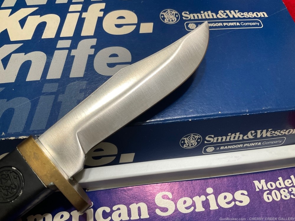 Vintage Smith Wesson knife + box S&W American knives sw Bowie fixed blade -img-3