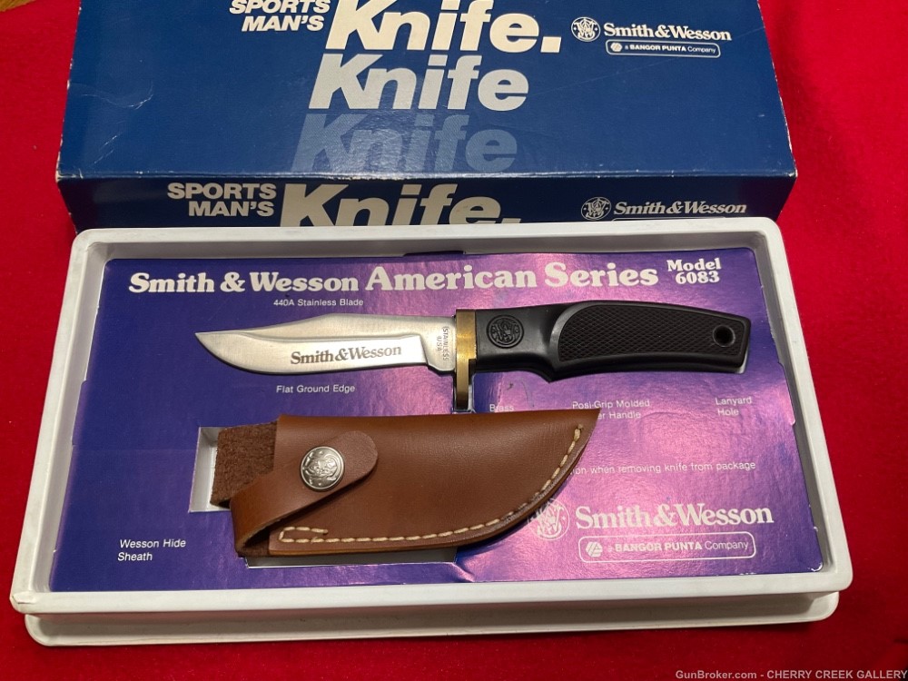 Vintage Smith Wesson knife + box S&W American knives sw Bowie fixed blade -img-0