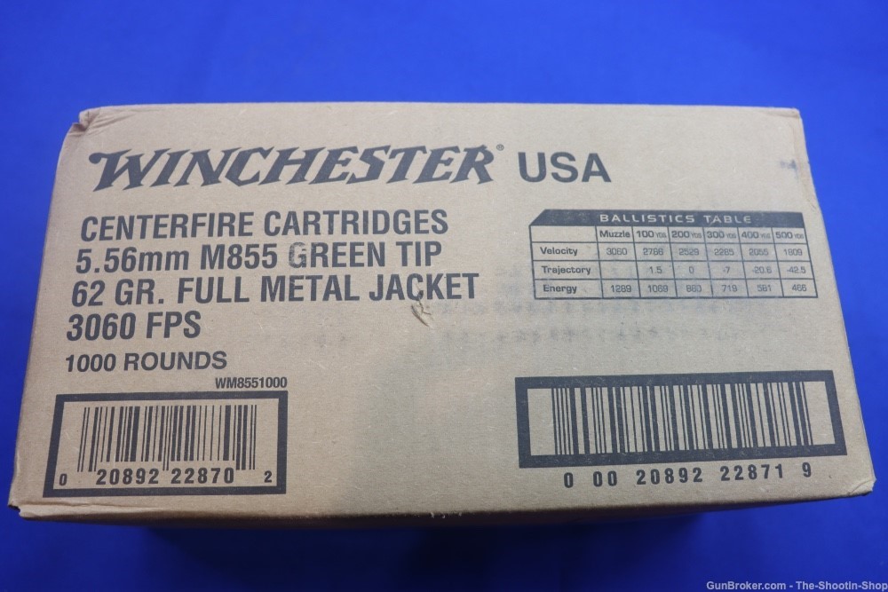 Winchester 5.56MM Rifle Ammunition 1000RD Ammo Case 62GR FMJ M855 Green Tip-img-6