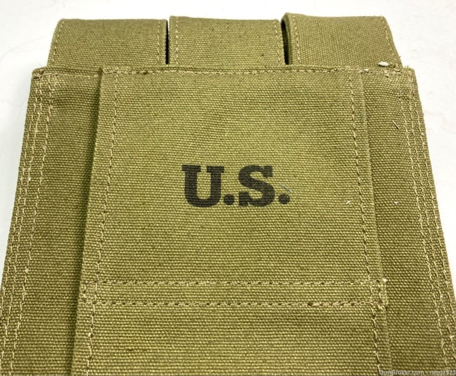 WWII US M1 M1A1 THOMPSON 30RD 3 CELL AMMO POUCH-OD#3-img-2