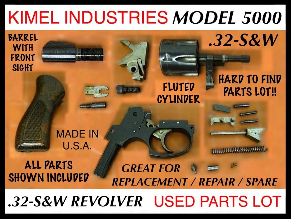 KIMEL INDUSTRIES “Model 5000” .32 S&W Revolver Used Parts Lot  FIE GUARDIAN-img-0