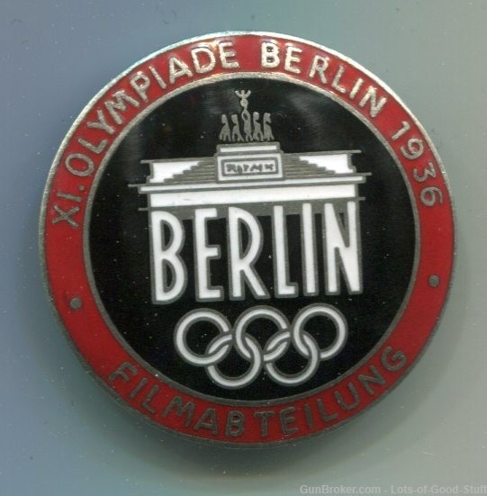 German WWII 1936 Berlin Summer Olympics Red Film Maker Badge-img-0