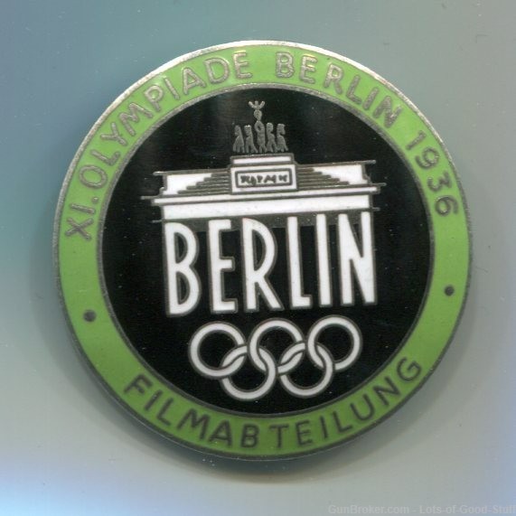 German WWII 1936 Berlin Summer Olympics Green Film Maker Badge-img-0