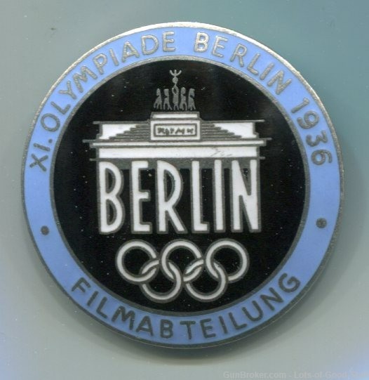 German WWII 1936 Berlin Summer Olympics Blue Film Maker Badge-img-0