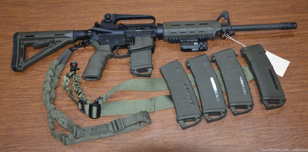 Eagle Arms (Armalite) AR-15, Magpul OD Green, 5 Mags-img-0