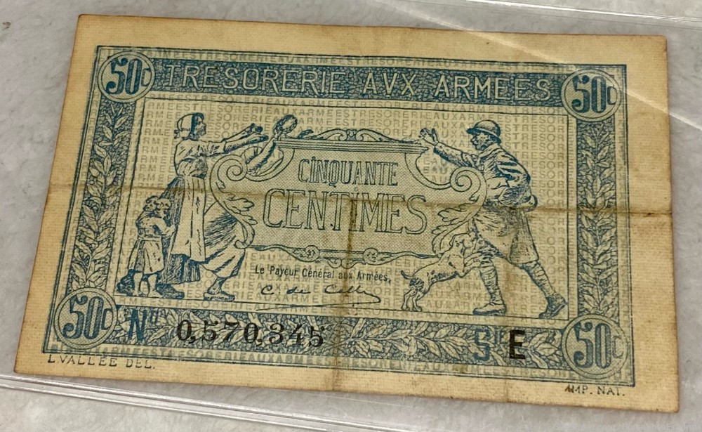 France Trésorerie aux Armées 50 Centimes 1917 Series E #0570345-img-0