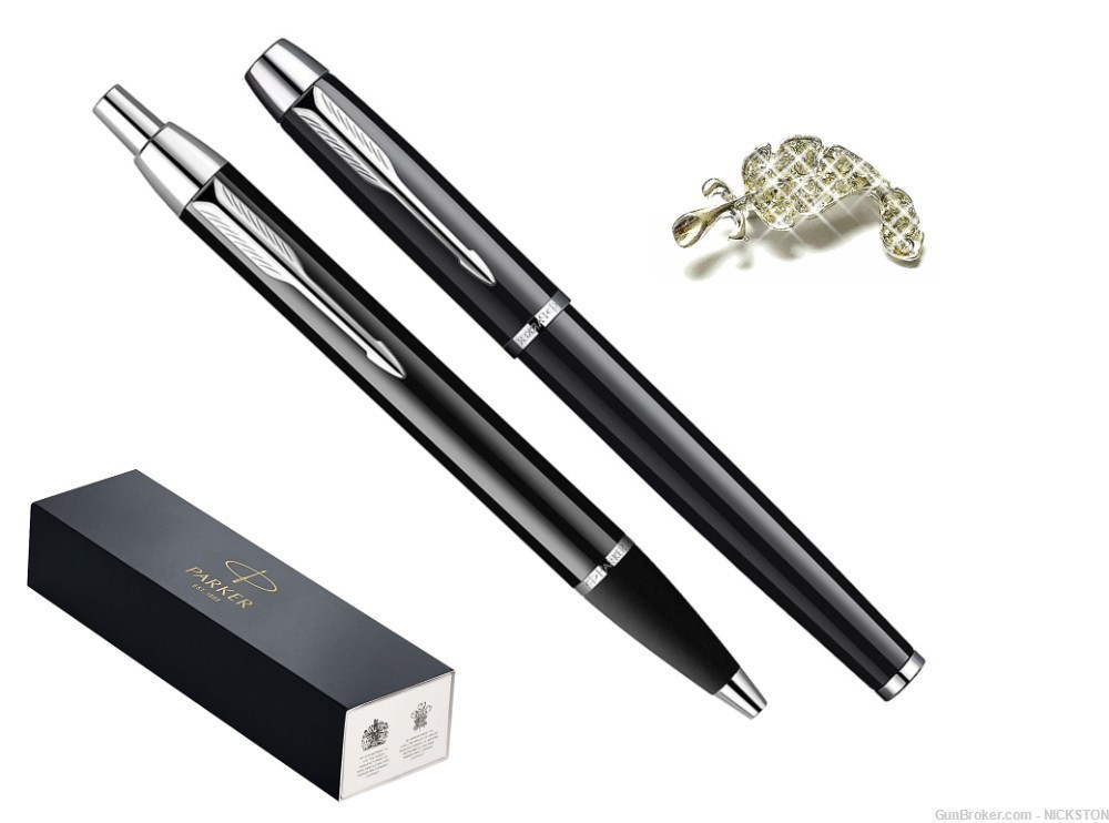 Luxury Black with Chrome Trim IM Ballpoint & Rollerball Pens Set by Parker-img-0