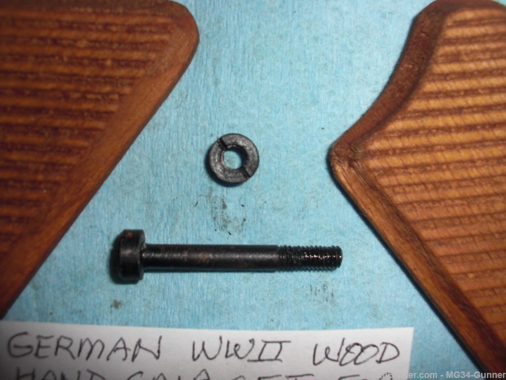 German WWII MP44 Trigger Assembly Wood Grips w/ Screw & Nut - Nice Repro-img-1