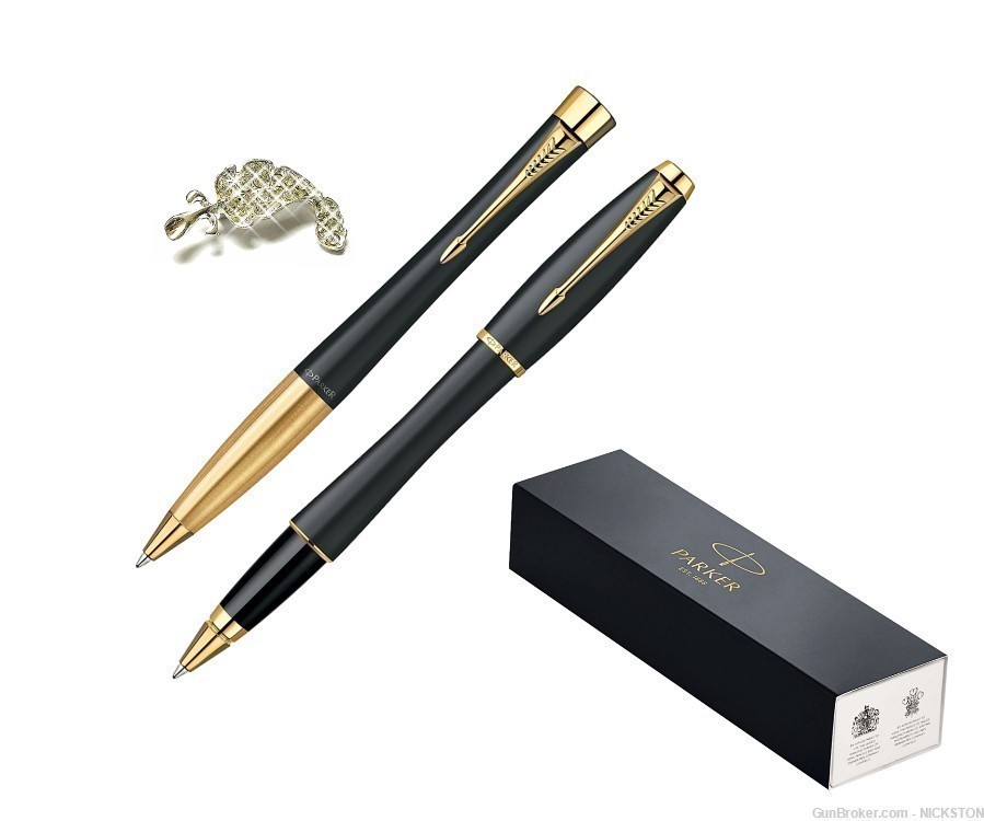 Luxury Black with Gold Trim Urban Ballpoint & Rollerball Pens Set by Parker-img-3