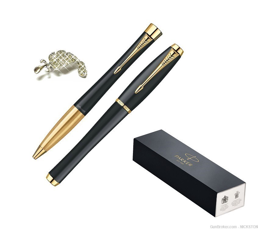 Luxury Black with Gold Trim Urban Ballpoint & Rollerball Pens Set by Parker-img-2