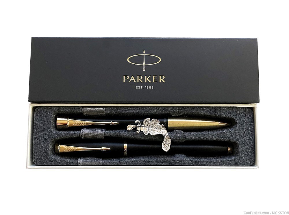 Luxury Black with Gold Trim Urban Ballpoint & Rollerball Pens Set by Parker-img-1