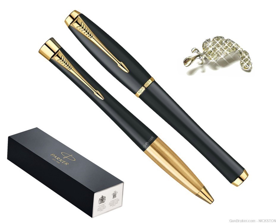 Luxury Black with Gold Trim Urban Ballpoint & Rollerball Pens Set by Parker-img-0