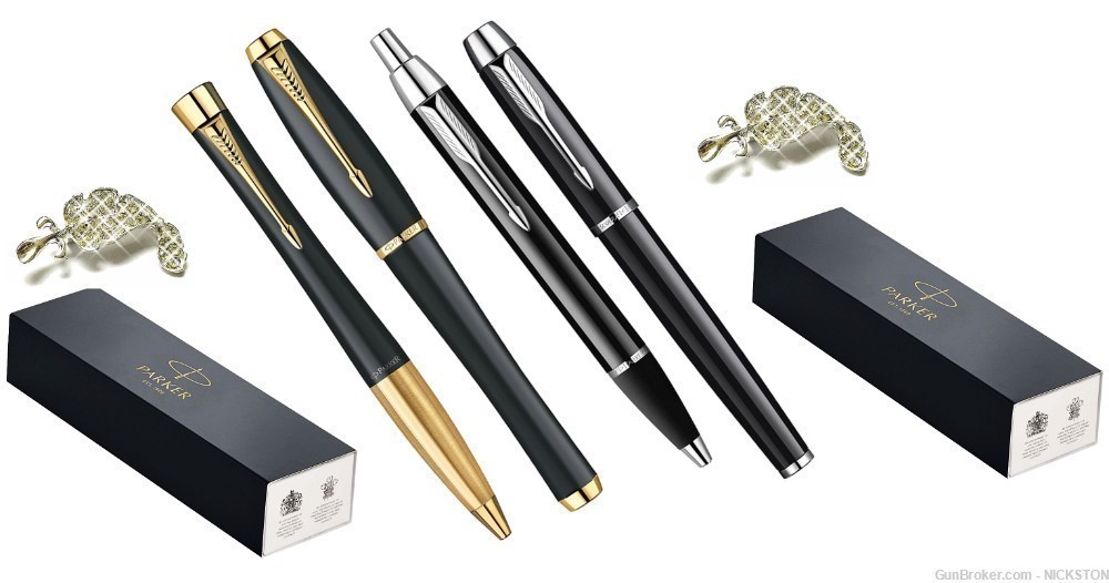 Luxe Set Black with Gold & Chrome Trim Ballpoint Rollerball Pens by Parker-img-0