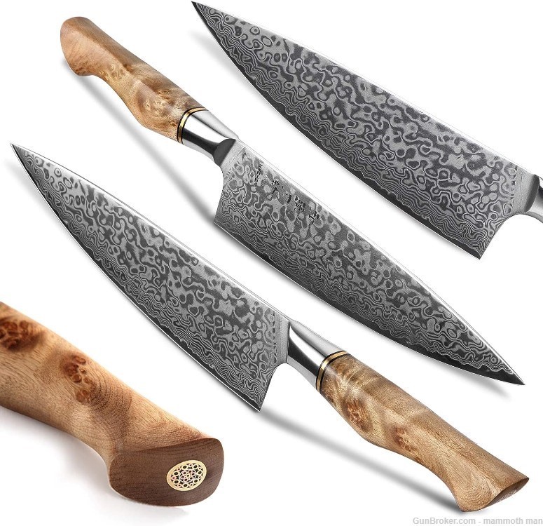 Kitchen knife set VG10 Damascus steel Figured Sycamore handles-img-2