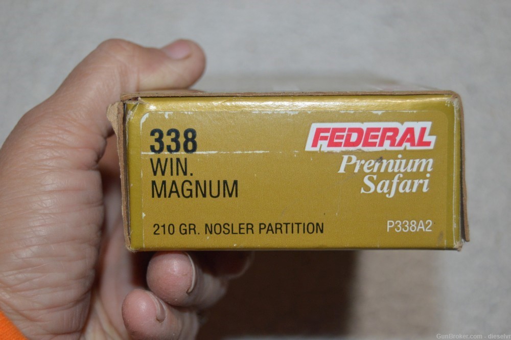 20 Rounds Federal Premium Safari 338 Win Mag 210 Grain Nosler Partition-img-1