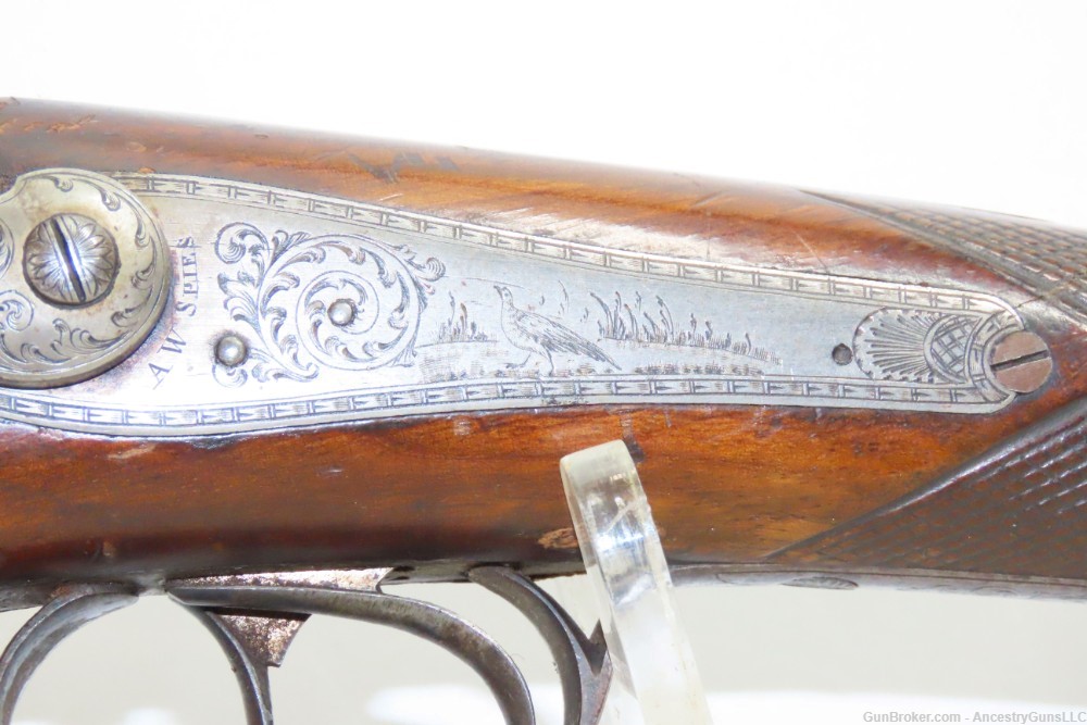 Engraved SILVER & GOLD BANDED Antique A.W. SPIES Side/Side SHOTGUN LONDON  -img-5