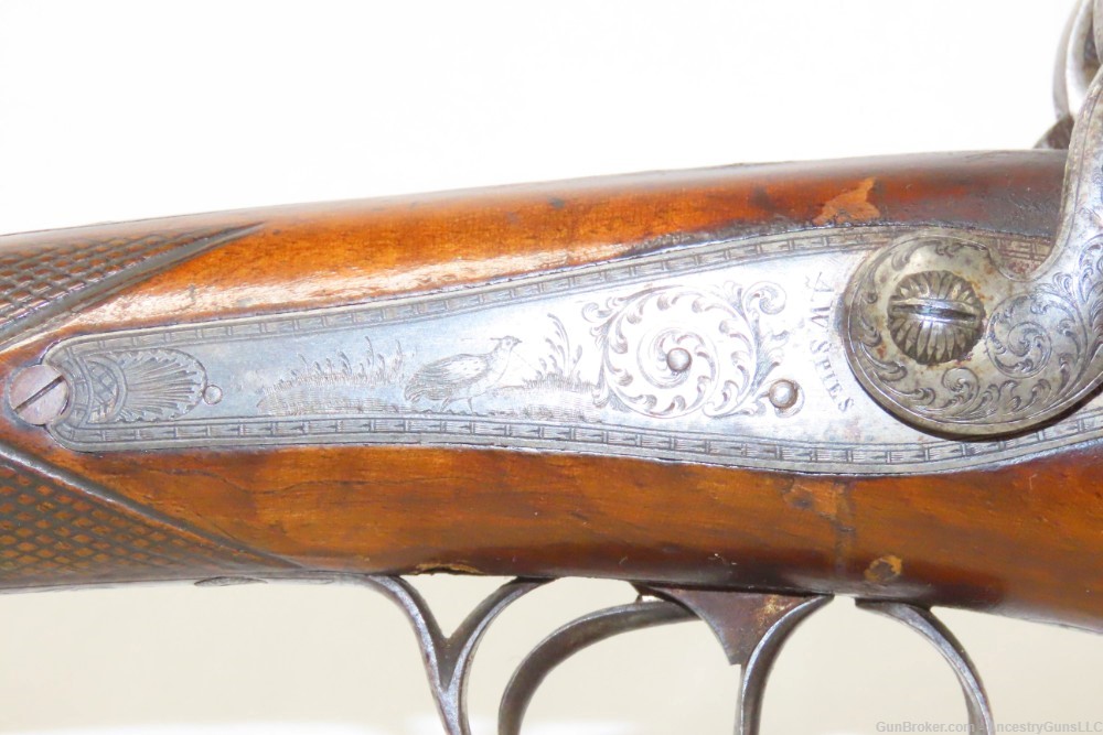 Engraved SILVER & GOLD BANDED Antique A.W. SPIES Side/Side SHOTGUN LONDON  -img-14