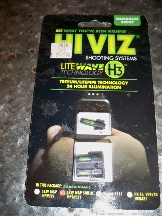 HIVIZ LiteWave H3 Sight Set Shield 9mm 40 S & W .45 caliber MPSN321 NEW-img-1