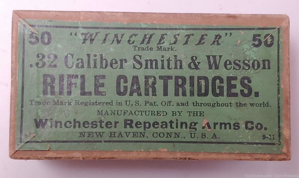 Winchester 32S&W 32 S&W Smith Wesson circa 1911 partial box 19rds - Vintage-img-1