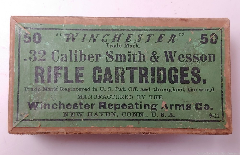 Winchester 32S&W 32 S&W Smith Wesson circa 1911 partial box 19rds - Vintage-img-0