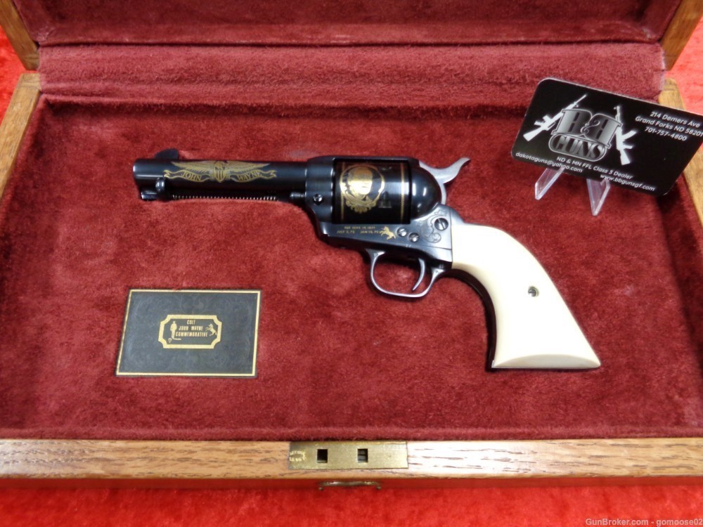 Colt John Wayne SAA Single Action Army Engraved Ivory Grips Case 45 I TRADE-img-0