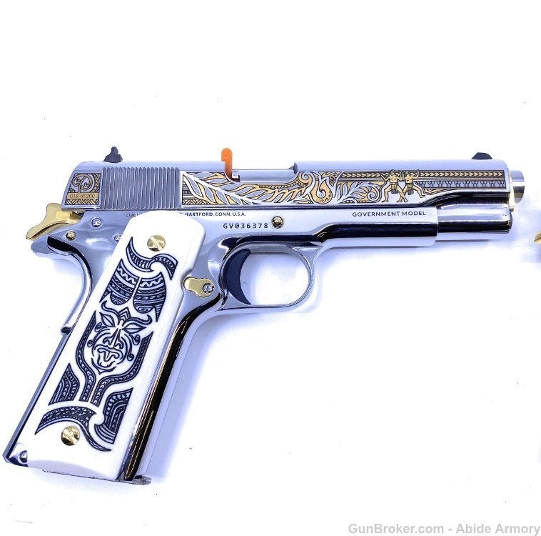 Colt 1911 Mana Haka Stainless Matching Set #18 38 Super 1 Of 200 Limited Ed-img-2