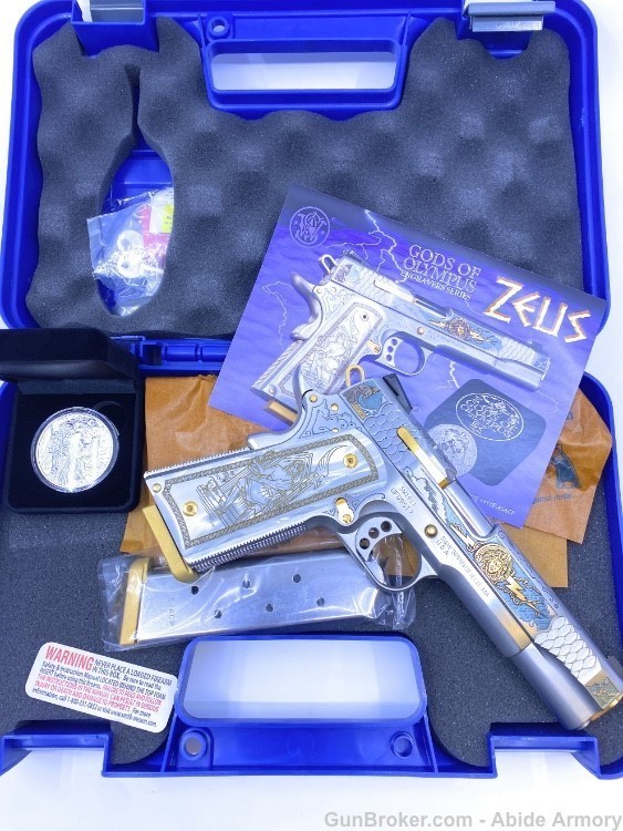 Smith & Wesson 1911 E-Series 45 acp Engraved Gold Zeus SK Arms Low #18-img-4