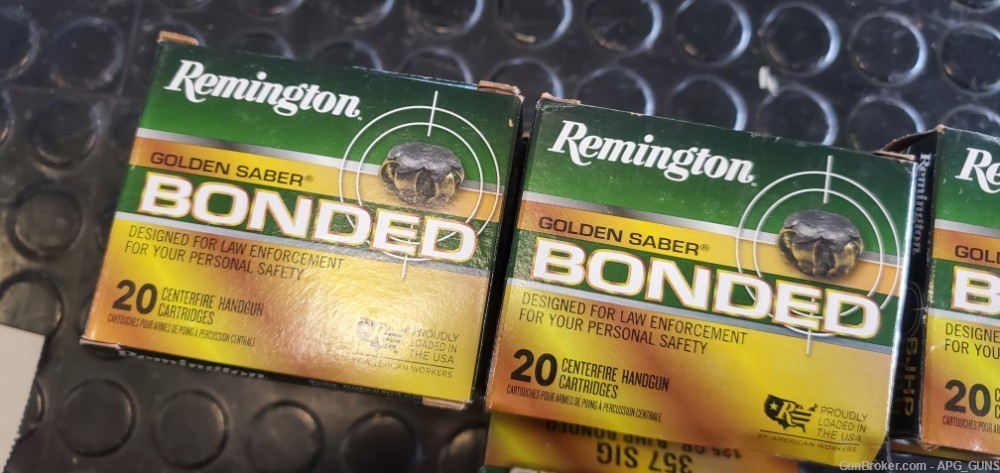200 Rounds (10 boxes) Remington Bonded Golden Saber .357 Sig  *EXLNT* -img-3